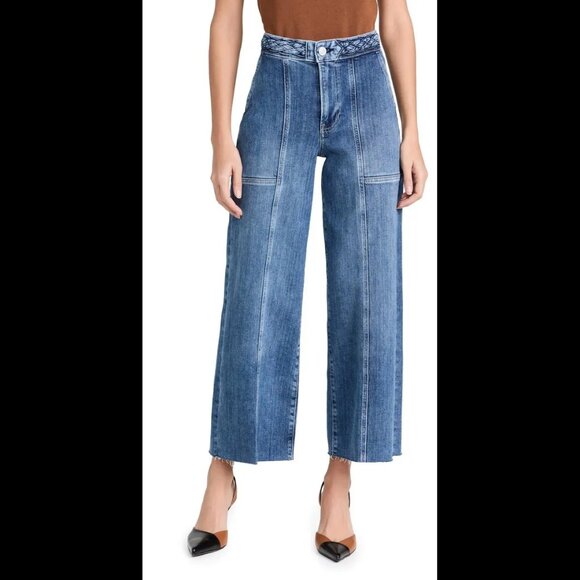 Frame Braided Stretch Wide-Leg Jeans - Daphne Blue - Picture 8 of 11